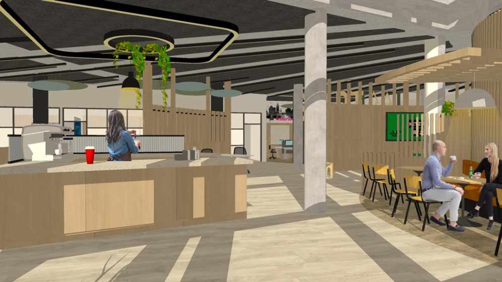 A projection of how the Level 1 coffee servery will look